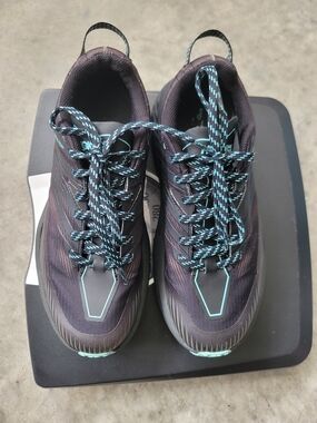 Hoka Black Running Shoes with Teal Accents